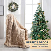 Lofaris Oat White Weighted Queen Size Chunky Knit Blanket